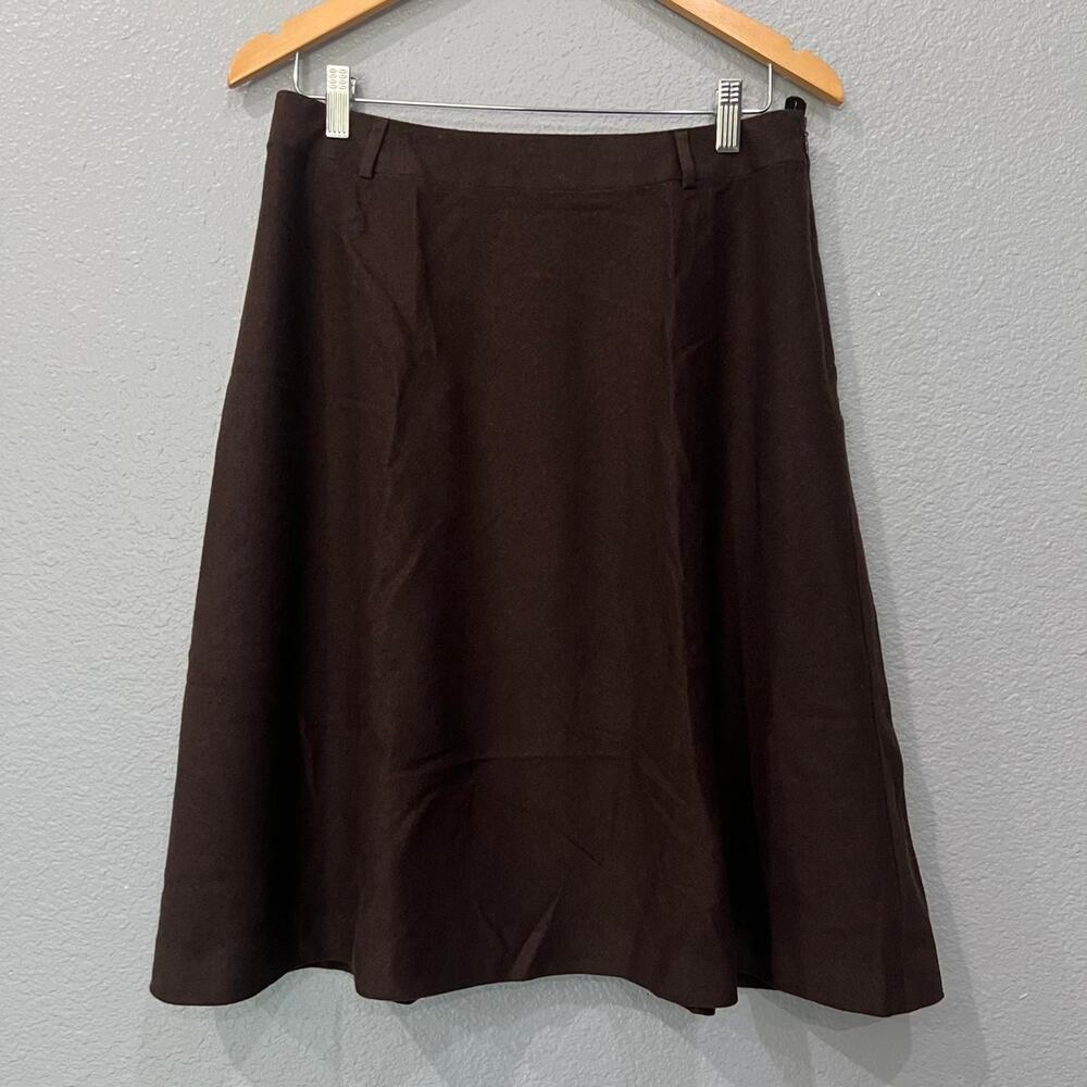 Talbots Brown Herringbone A-Line Midi Skirt | Size 12